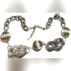 Vintage Necklace SIGNED SIMPLY VERA WANG Silver Tone Mesh Ball Large 25